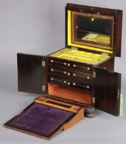 A Victorian rosewood & mother-o’-pearl inlaid combination jewellery casket & writing slope, enclosed