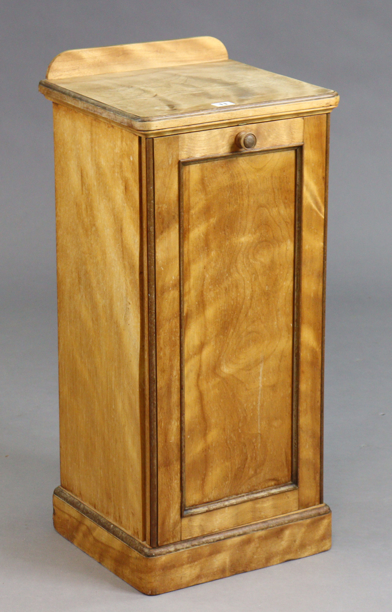 A Victorian mahogany bedside cupboard enclosed by a panel door, & on a plinth base, 36.5cm wide x - Image 2 of 9