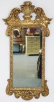 A Georgian-style gilt frame rectangular wall mirror having a prince-of-wales feather pediment, &