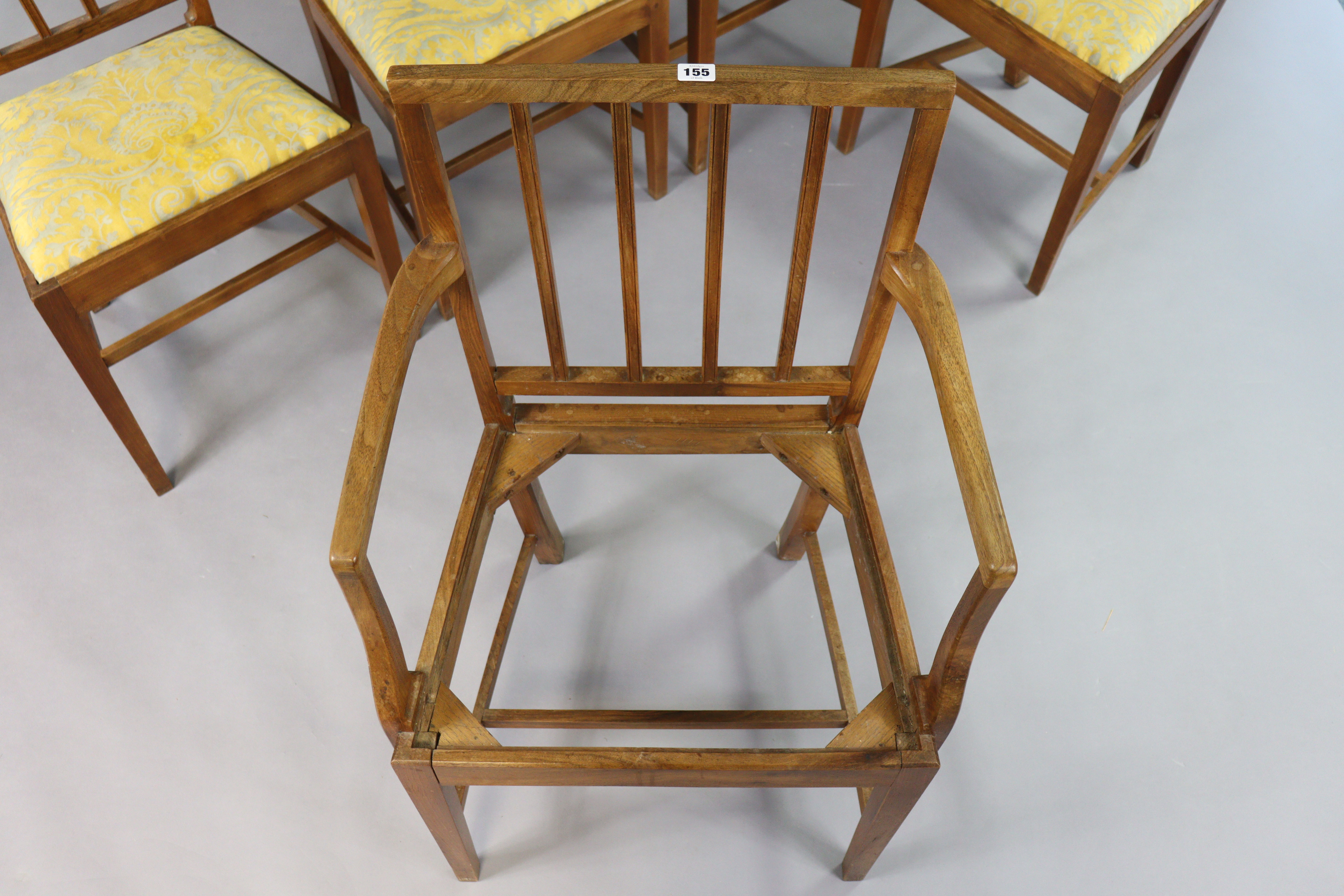 A set of five mid-20th century Cotswold School walnut dining chairs by Charles Herbert (Bert) Uzzell - Image 4 of 9