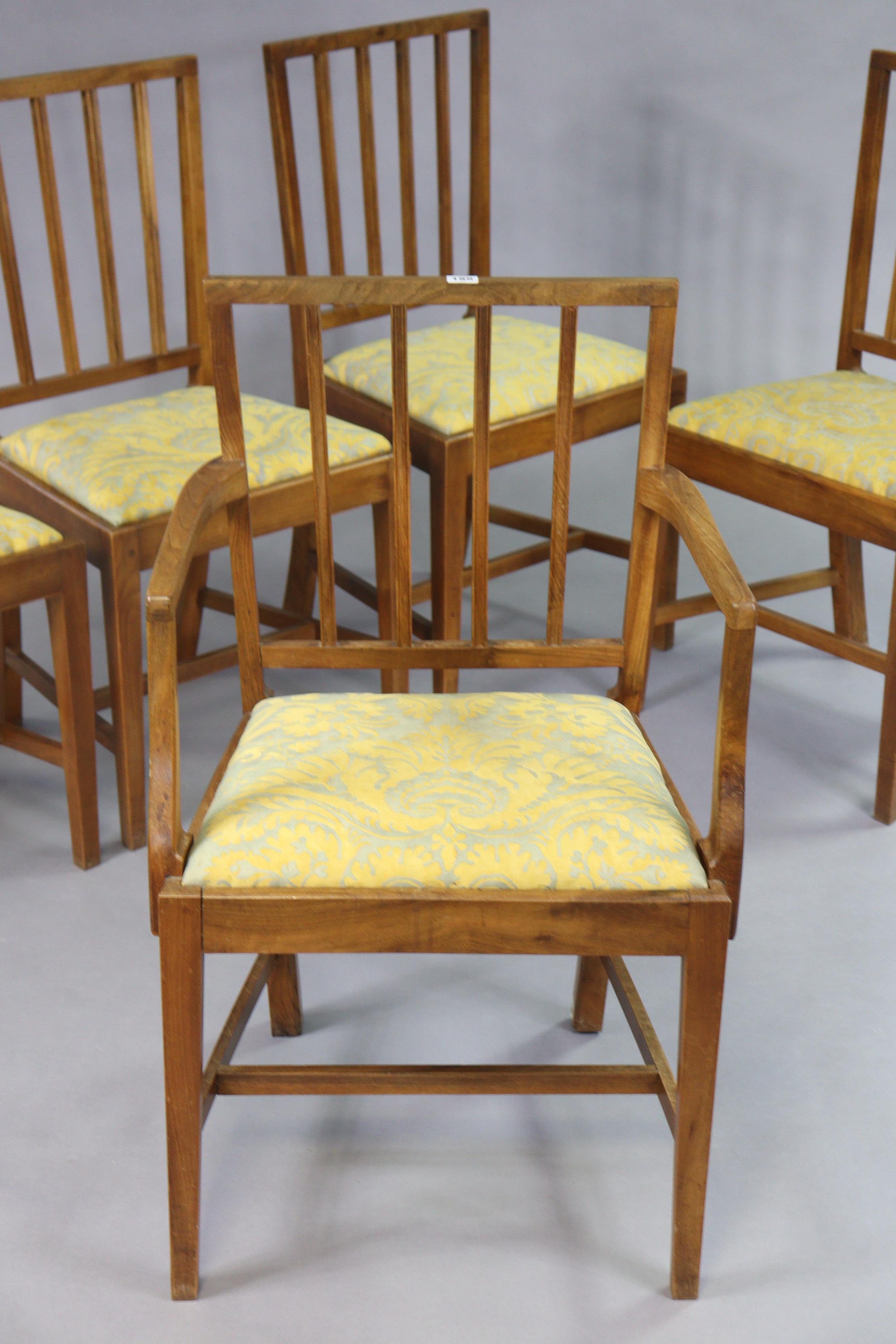 A set of five mid-20th century Cotswold School walnut dining chairs by Charles Herbert (Bert) Uzzell - Image 3 of 9