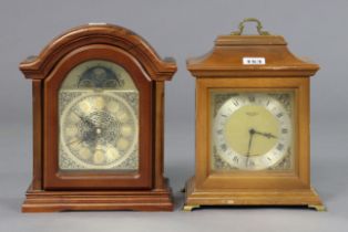 A Seiko quartz bracket clock in a walnut case, 27cm high; & a Bentima Mantal clock in a walnut case,