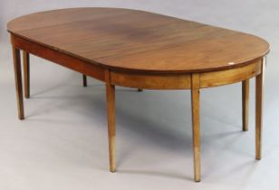 A 19th century inlaid-mahogany extending dining table with d-shaped ends, two additional leaves, &