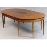 A 19th century inlaid-mahogany extending dining table with d-shaped ends, two additional leaves, &