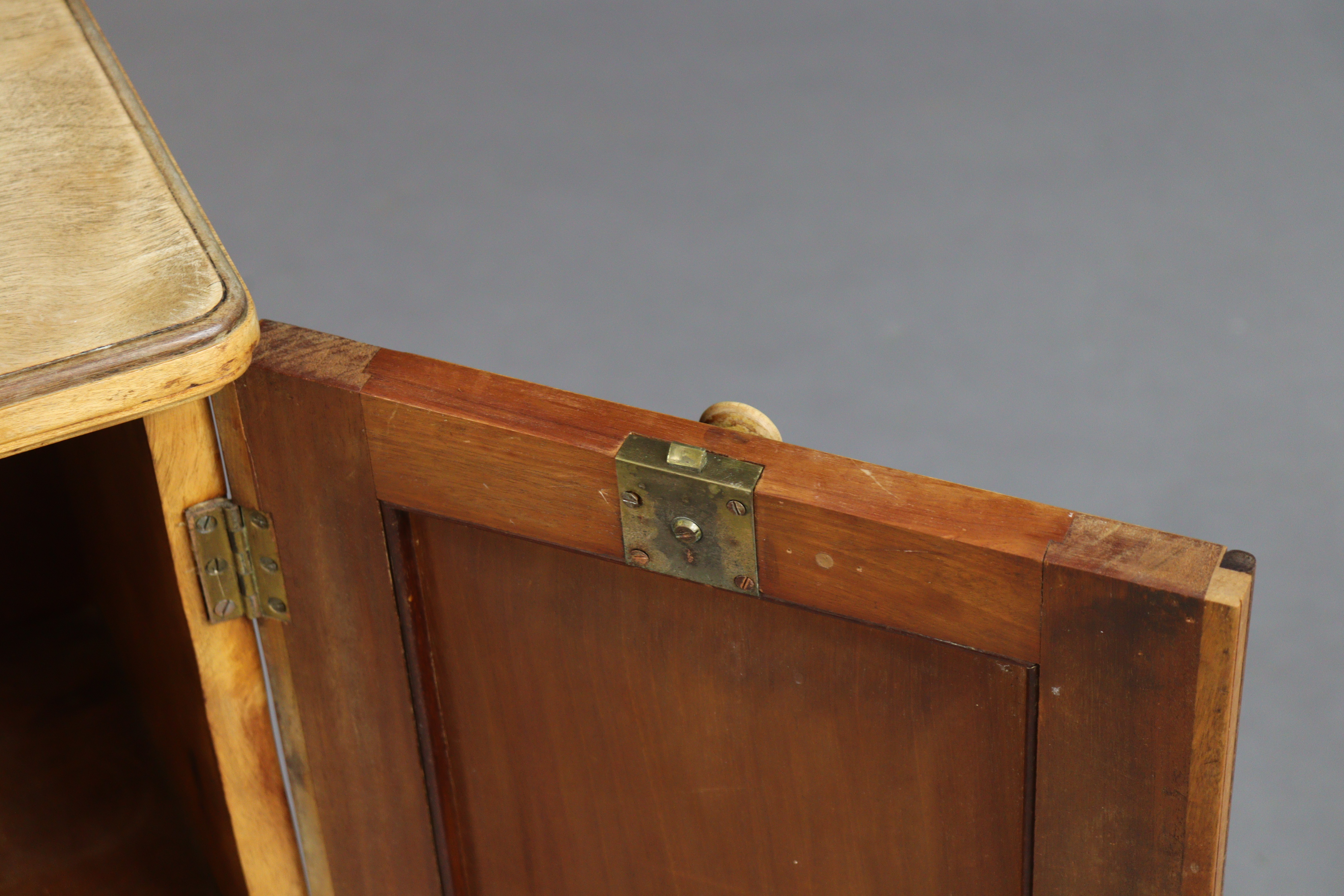 A Victorian mahogany bedside cupboard enclosed by a panel door, & on a plinth base, 36.5cm wide x - Image 4 of 9