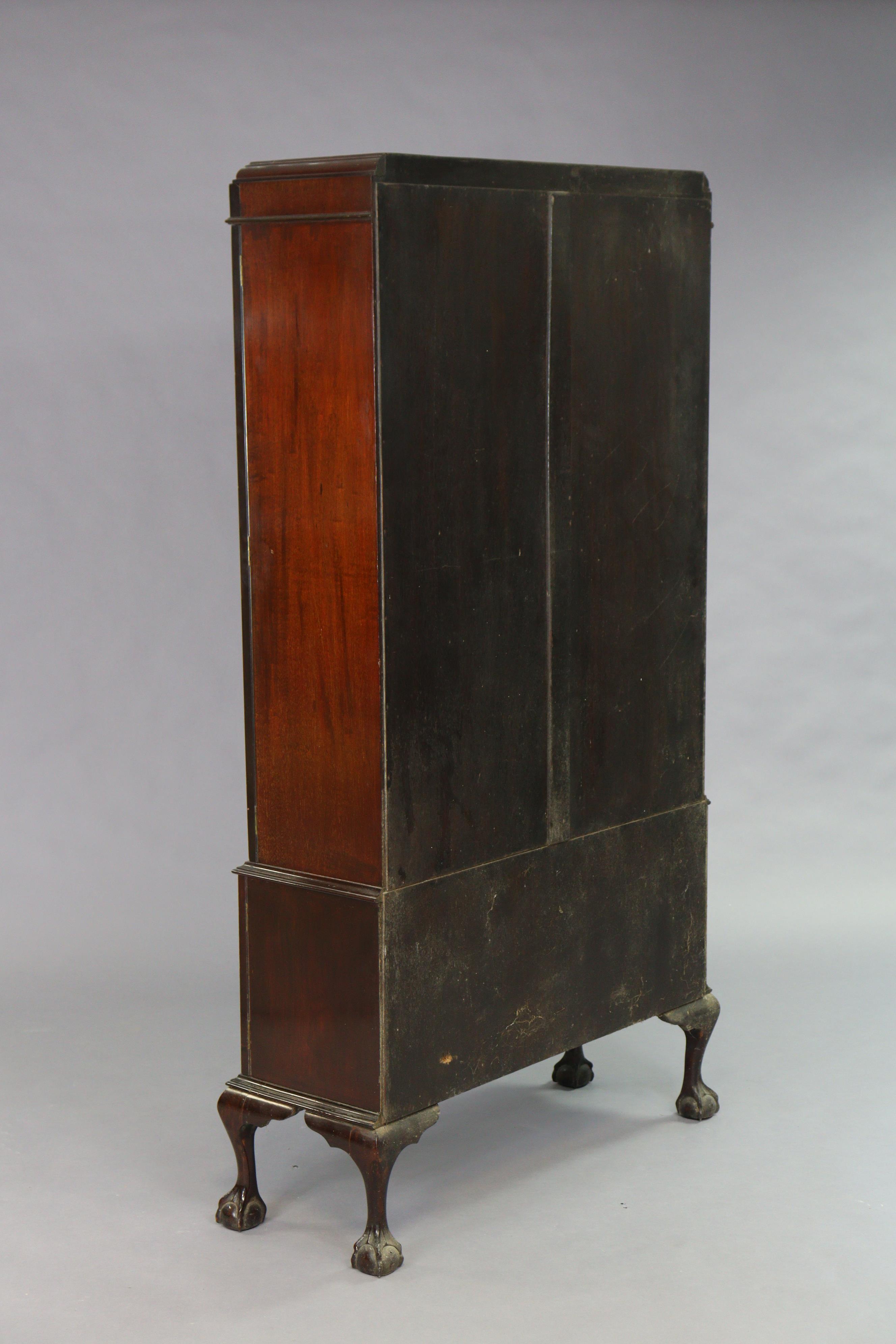 An Edwardian mahogany tall china display cabinet with three adjustable shelves enclosed by a pair of - Image 3 of 3