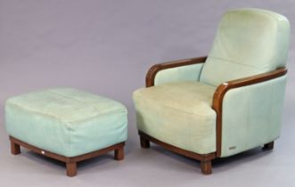 A Sofitalia hardwood-frame armchair with a padded seat, back & arms, upholstered pale blue