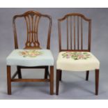 A 19th century mahogany dining chair with pierced splat-back, padded needlework seat, carved