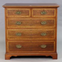 A late 19th/early 20th century inlaid-mahogany chest attributed to Shapland & Petter, fitted two sh