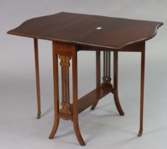 A Waring & Gillows mahogany drop-leaf occasional table on square legs, 63cm wide x 64cm high; togeth