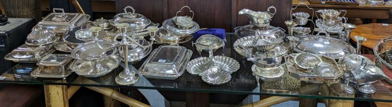 Various items of plated ware.
