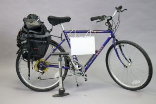 A Rudge Montague design bi-frame fold-away bicycle (blue); & various bicycle accessories.