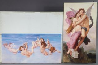 A large modern oil painting on canvas after Bouguereau – The Abduction of Psyche, 122cm x 66cm; &