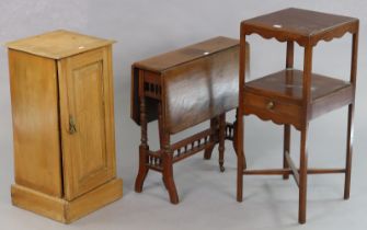 A late 18th century mahogany square two-tier jug & basin stand fitted drawer to the lower tier, & on