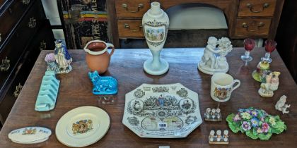 Various items of decorative china, pottery, & glassware, part w.a.f.