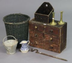 A wooden small toolchest fitted two ranks of three long graduated drawers, 45.5cm wide x 35.75cm