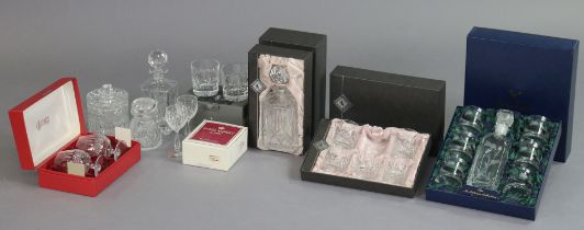 A pair of Waterford cut-glass tumblers, 10cm high; a Gleneagles cut-glass decanter & six matching