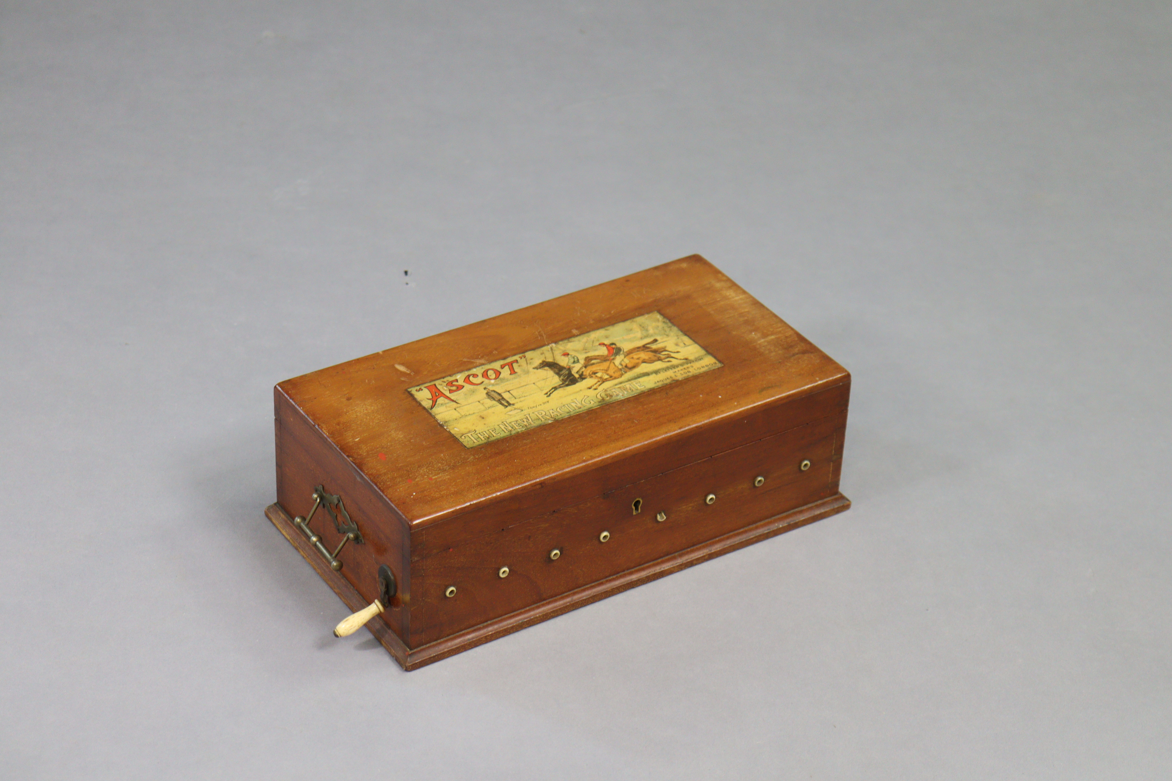 An antique “Ascot” The New Racing Game by Jaques & Son of London, in a fitted mahogany case, 34cm - Image 2 of 7