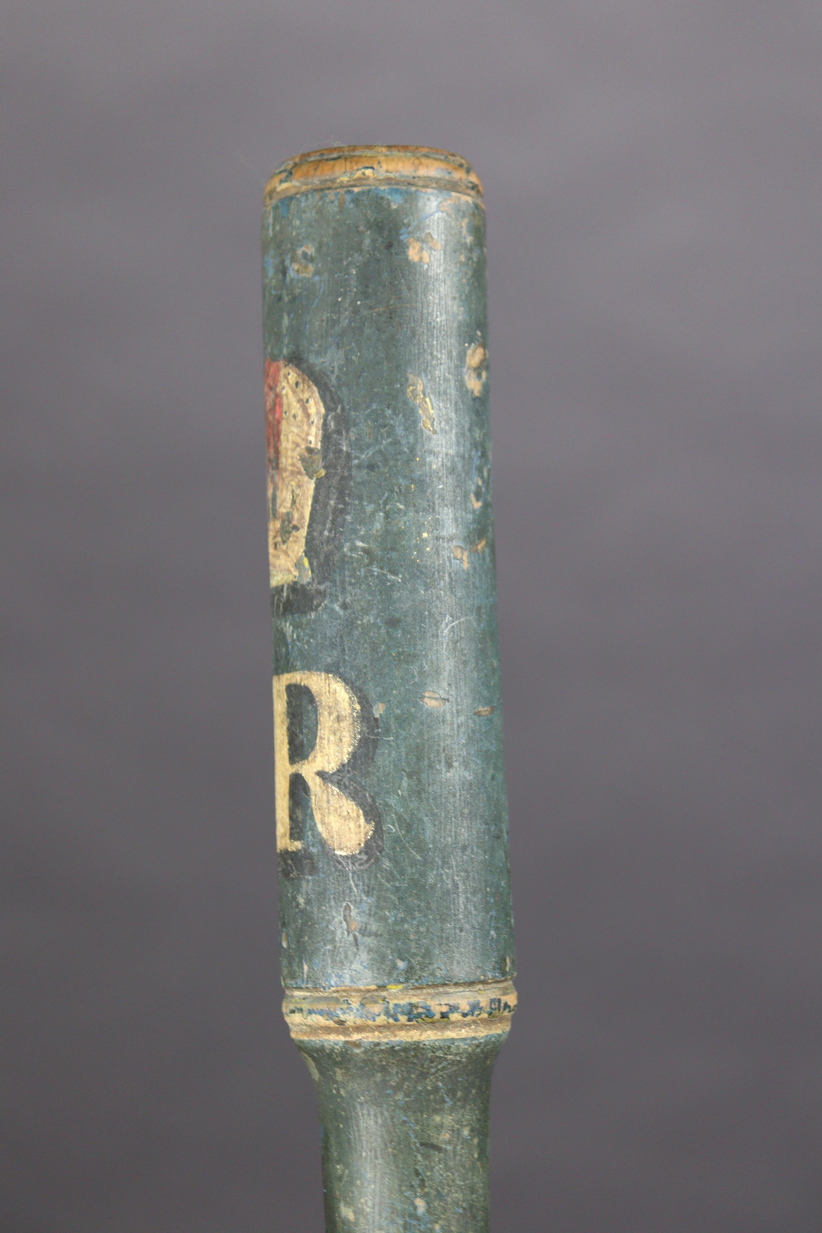 A Victorian turned wooden polychrome painted tipstaff, with “VR” below a coronet, _cm long. - Image 4 of 5