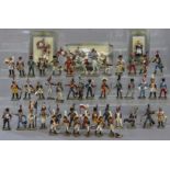 Various painted lead soldier models, some with original packaging.