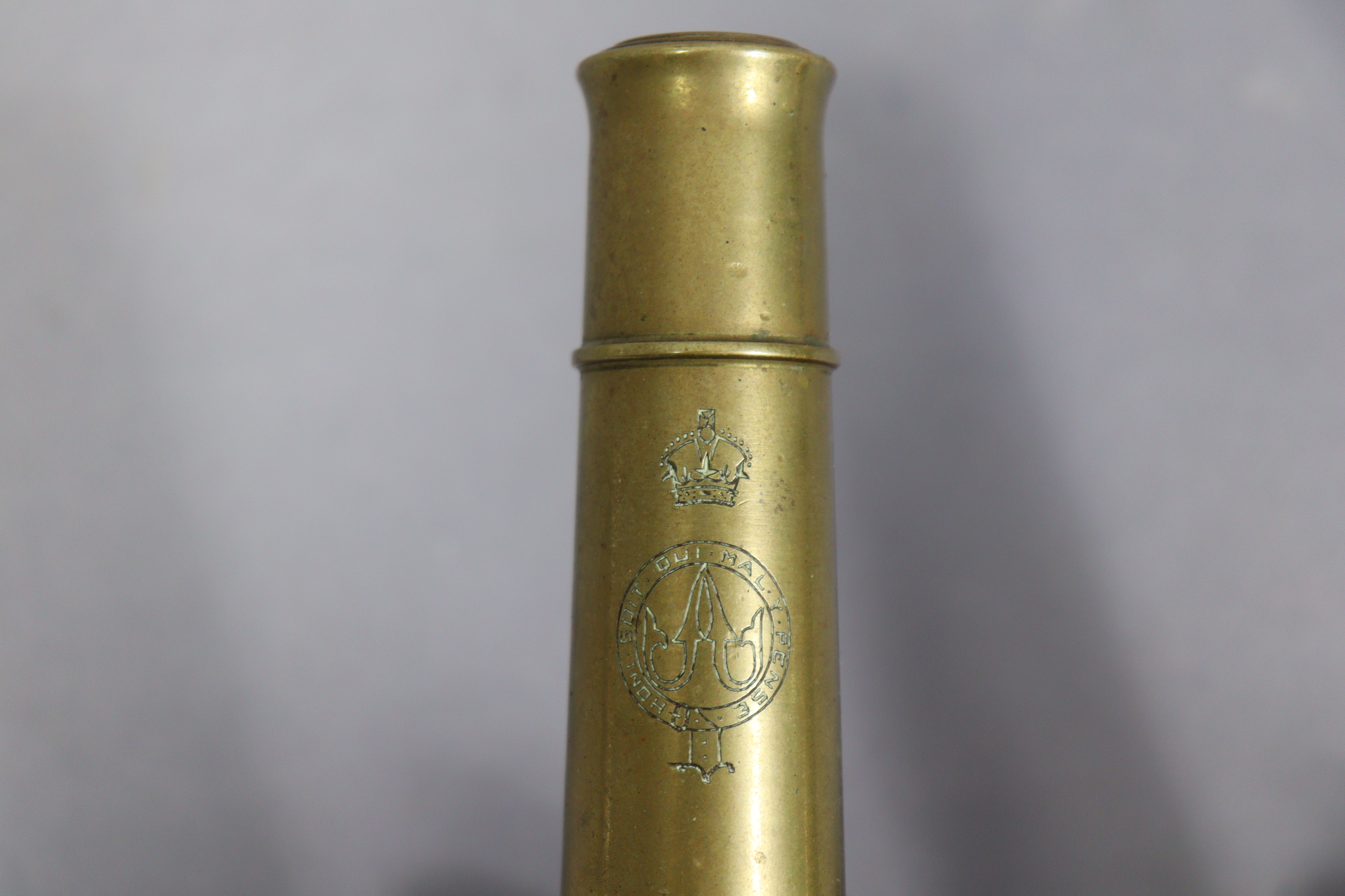 A pair of brass cannons, each inscribed “W. NORTH 1848” & with a military arrow, & each mounted on - Image 5 of 8