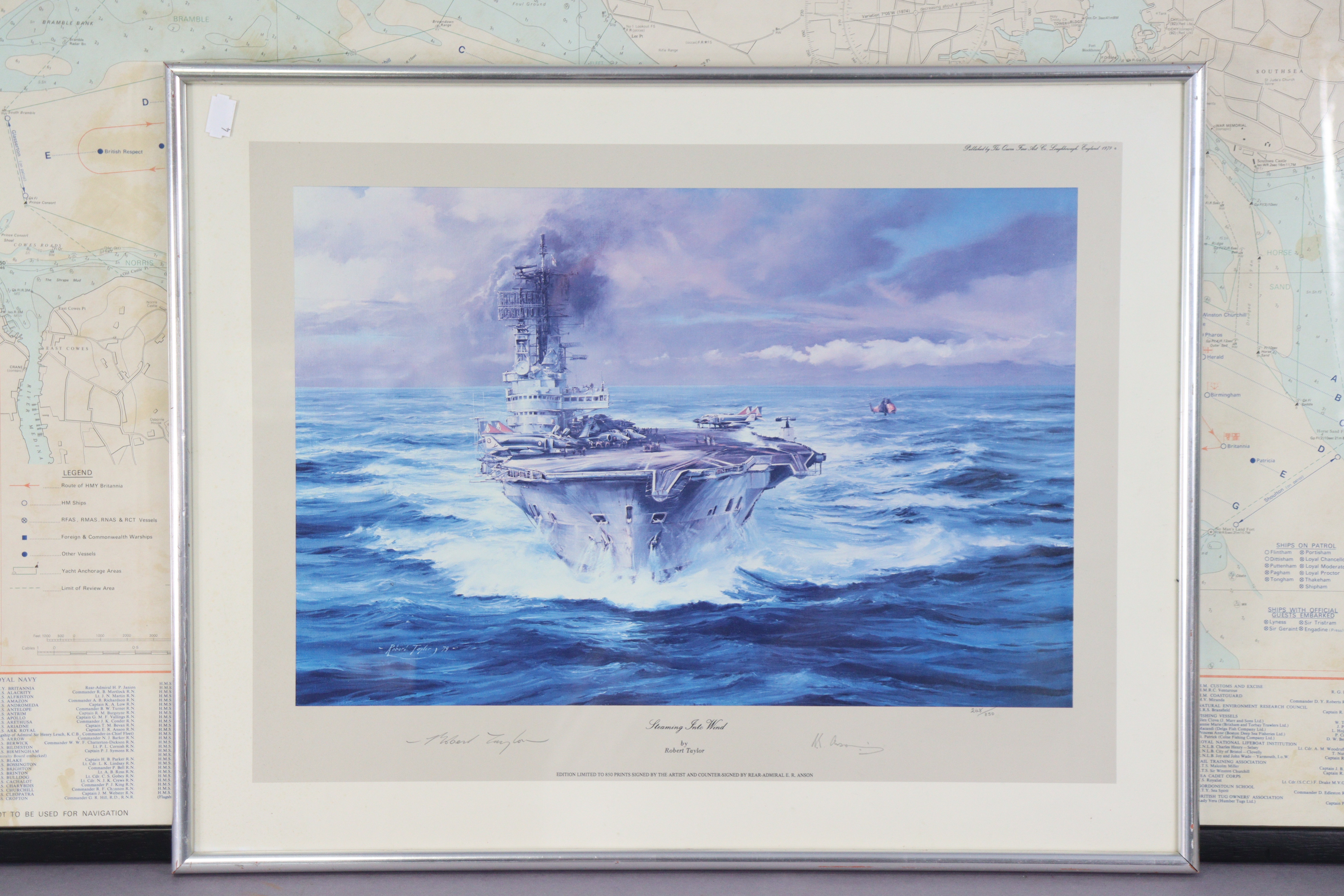 A Limited-Edition coloured print after Robert Taylor titled “Steaming Into Wind” (Ltd. ed. no. 248/