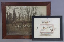 An early 20th century watercolour painting depicting three fox-hunting scenes, signed V. Lovett? &