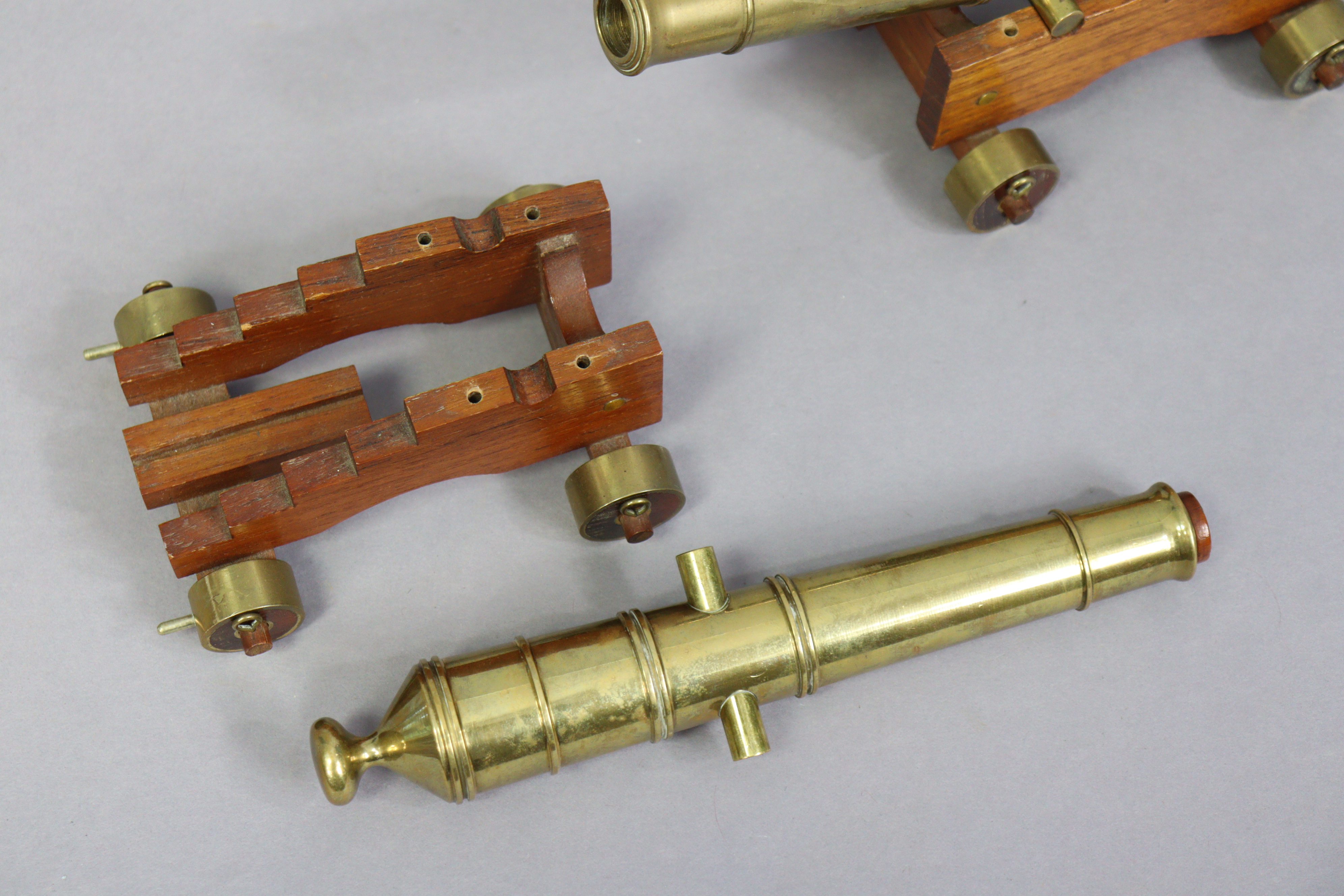 A pair of brass cannons, each inscribed “W. NORTH 1848” & with a military arrow, & each mounted on - Image 8 of 8