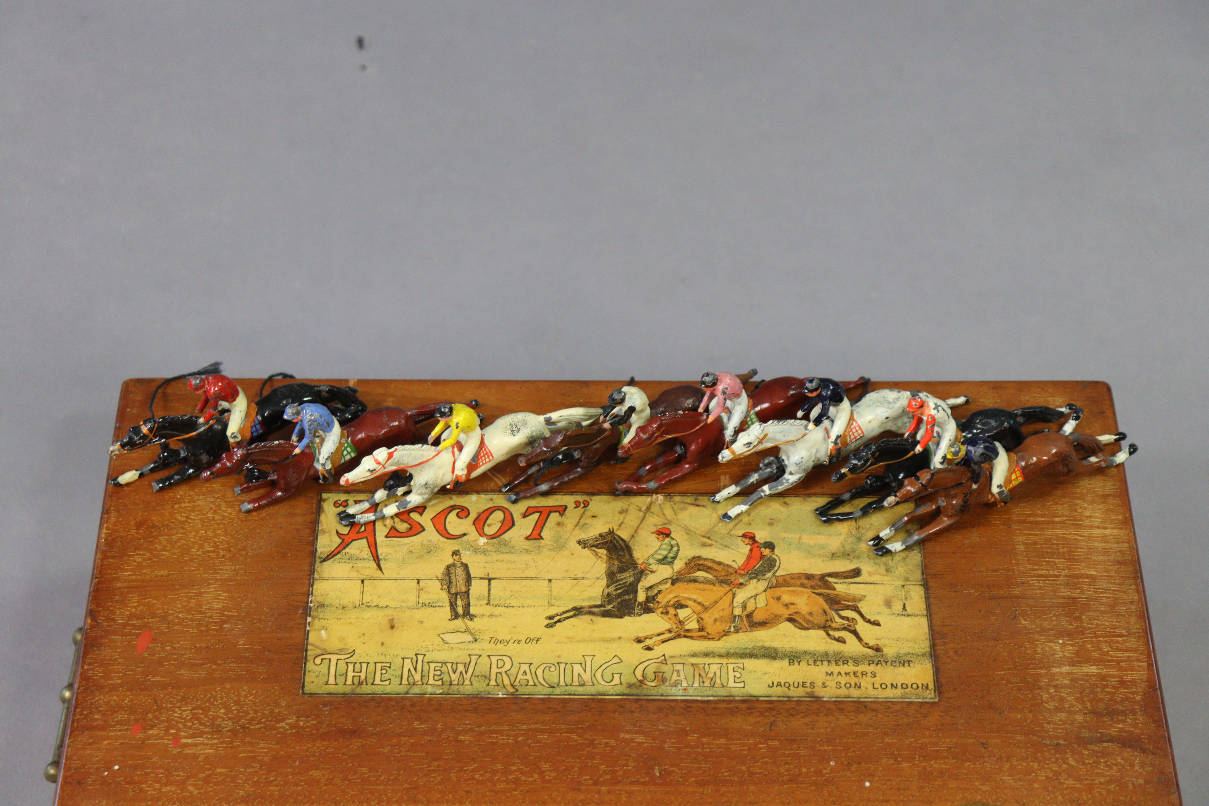 An antique “Ascot” The New Racing Game by Jaques & Son of London, in a fitted mahogany case, 34cm - Image 4 of 7
