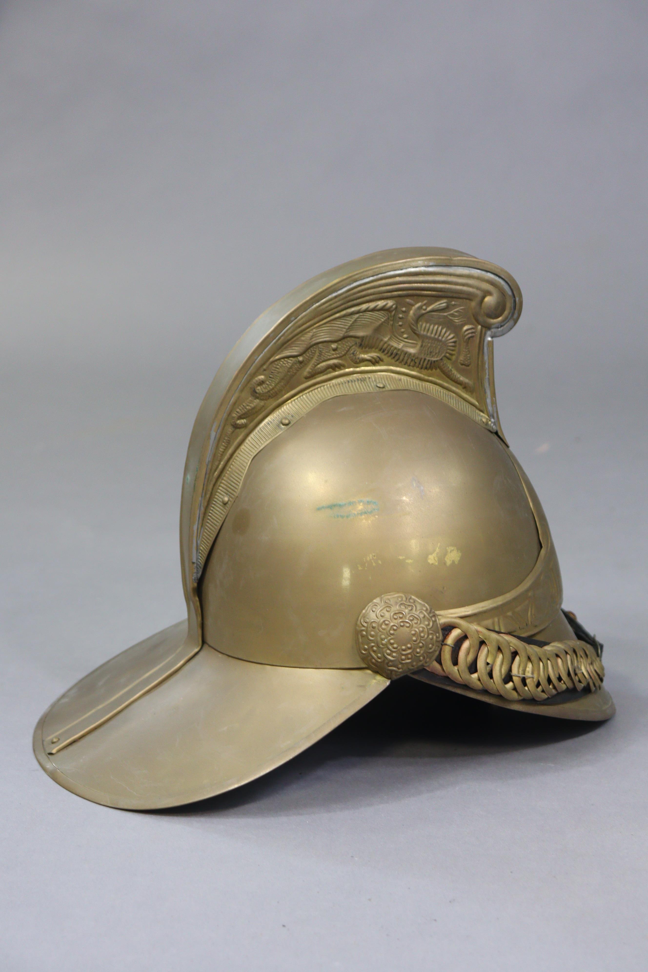 A replica Merryweather pattern brass fire men’s helmet. - Image 3 of 4