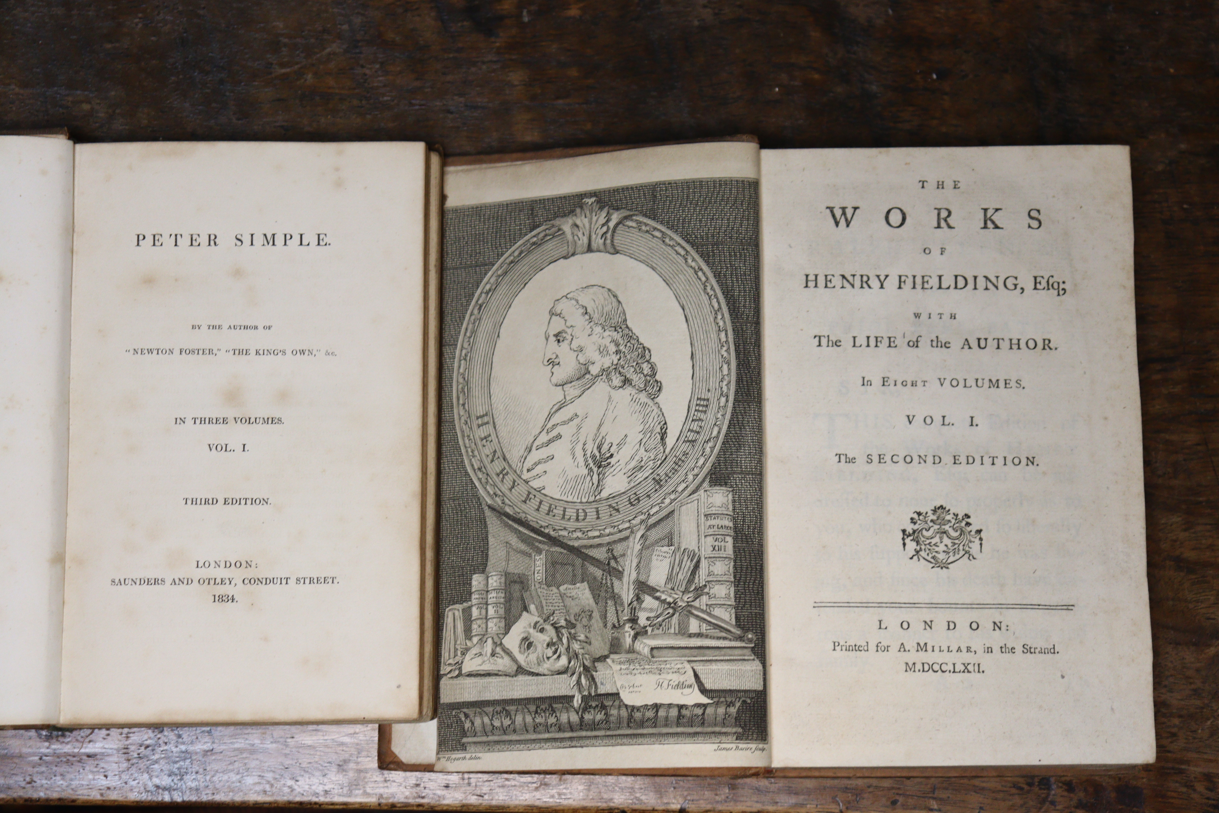 The Works of Henry Fielding, Esq., vols I, II, III & V (of 8), Published 1757, London by A Millar, - Image 4 of 4