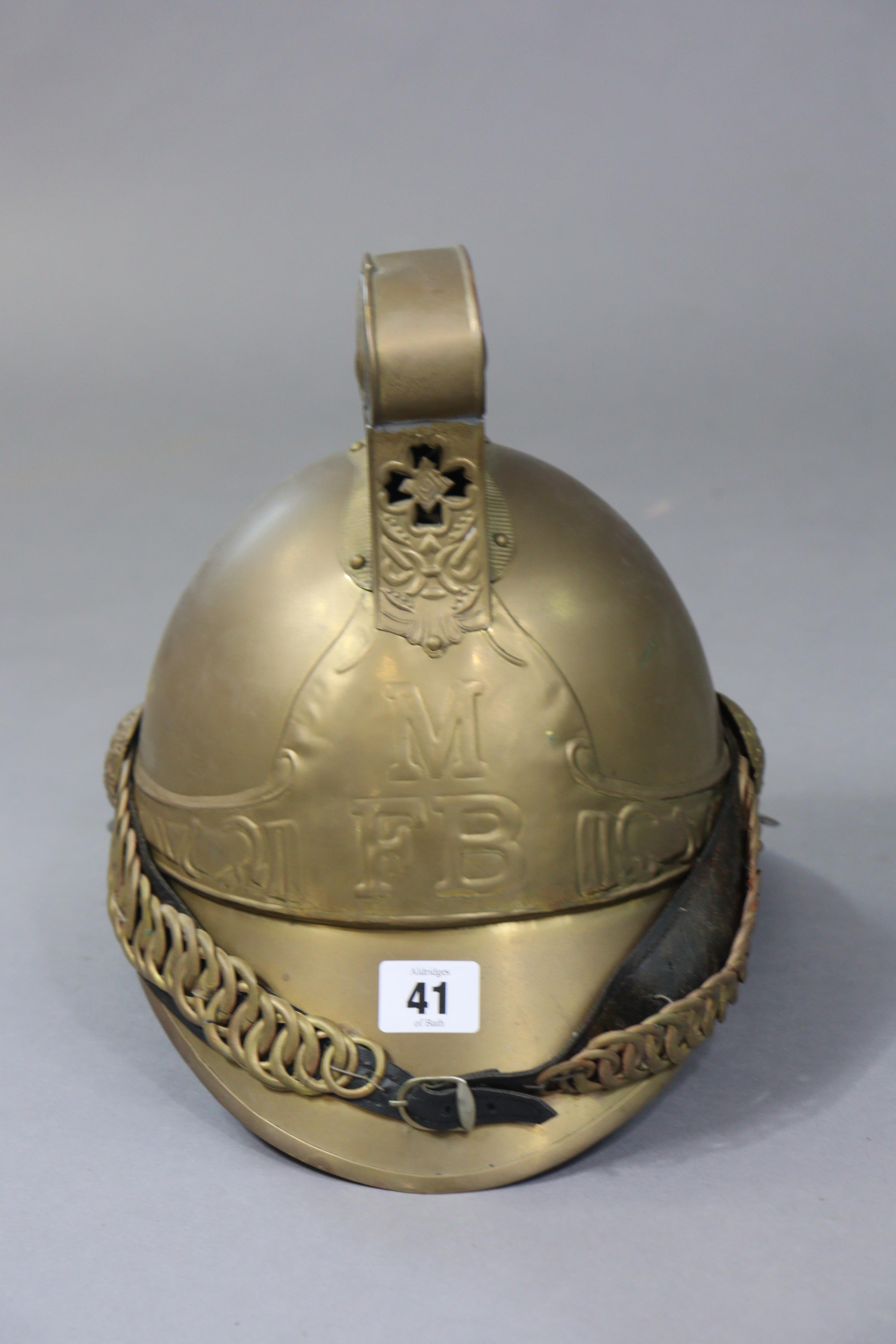 A replica Merryweather pattern brass fire men’s helmet. - Image 2 of 4