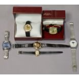 Two Rotary gent’s wristwatches, both cased; & four other wristwatches.