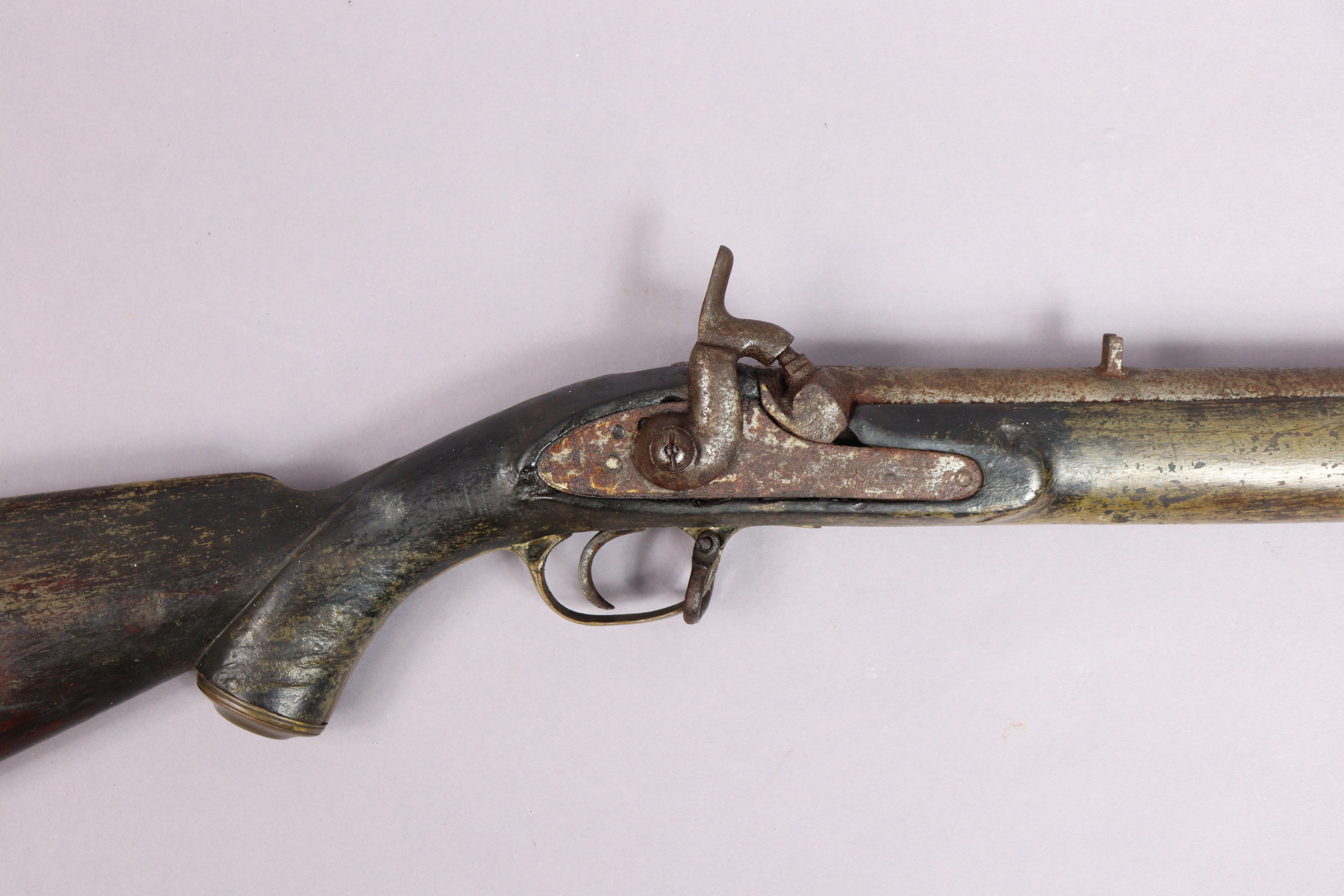 A mid-19th century three-band Indian Enfield musket, the 88cm plain steel barrel inscribed “V.R.T.G” - Image 2 of 9