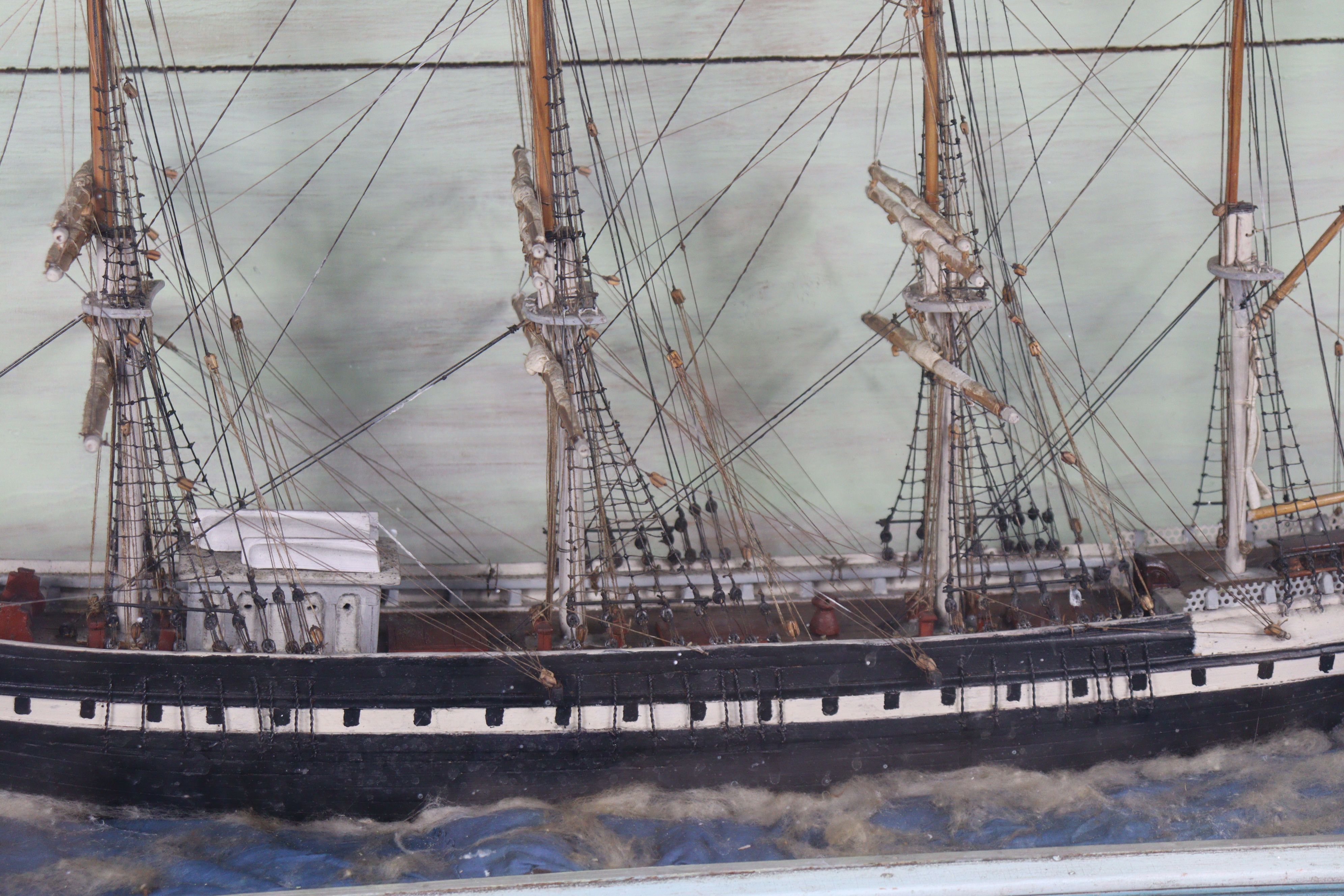 A late 19th/early 20th century DISPLAY OF A PAINTED WOODEN BRITISH SAILING VESSEL BUILT BY JOSEPH - Image 4 of 10