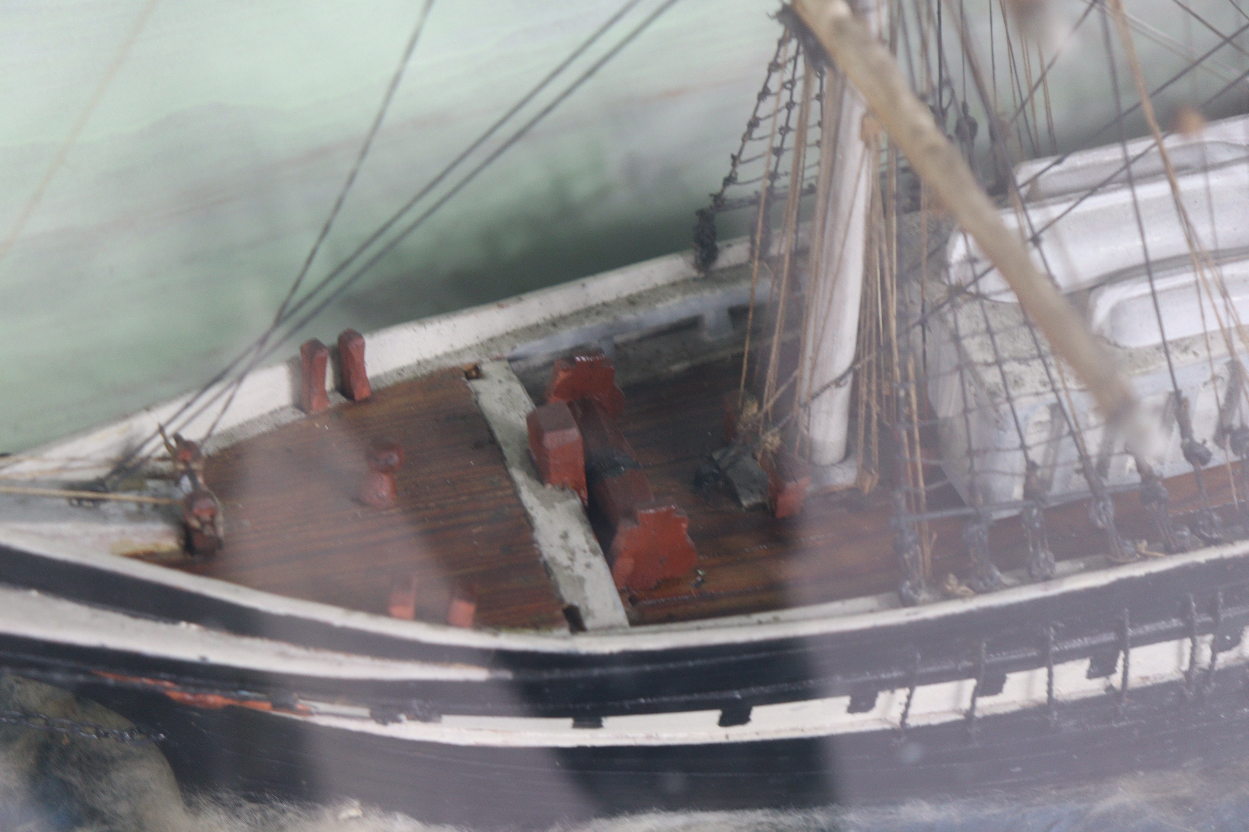 A late 19th/early 20th century DISPLAY OF A PAINTED WOODEN BRITISH SAILING VESSEL BUILT BY JOSEPH - Image 6 of 10