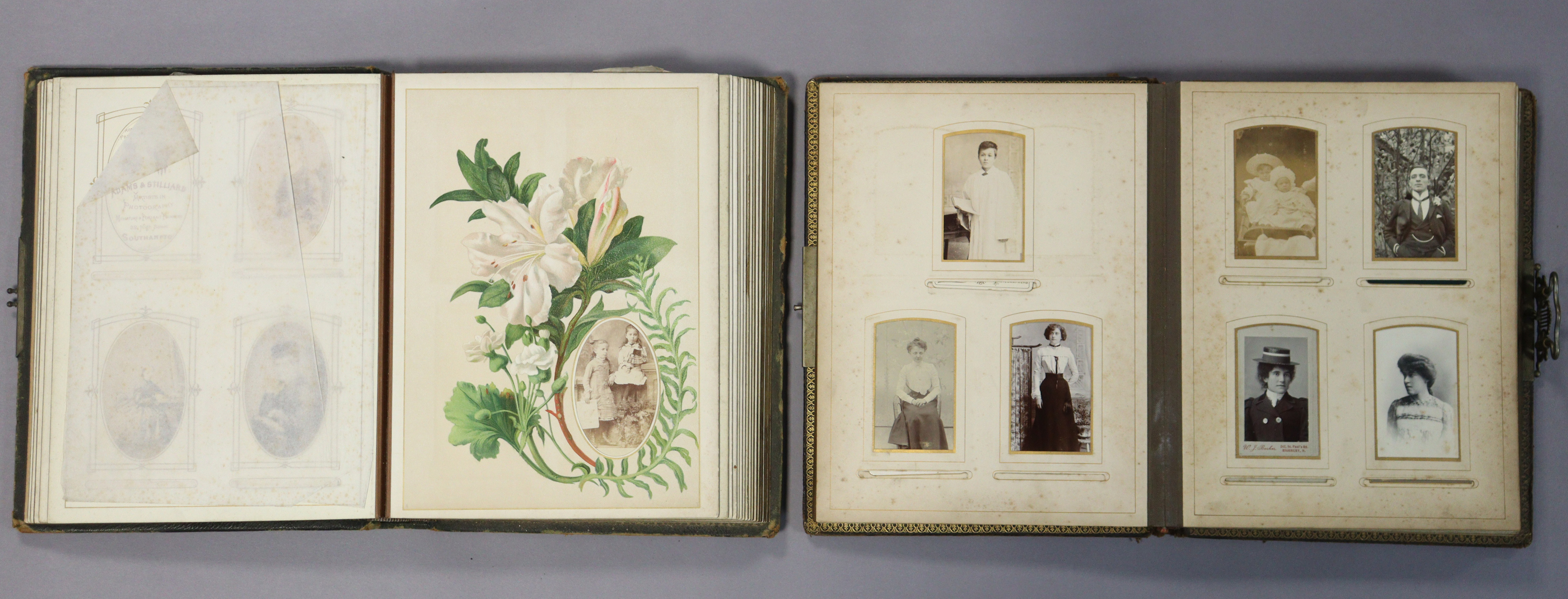 Two late 19th/early 20th century leather-bound family photograph albums containing a total of one - Image 2 of 6