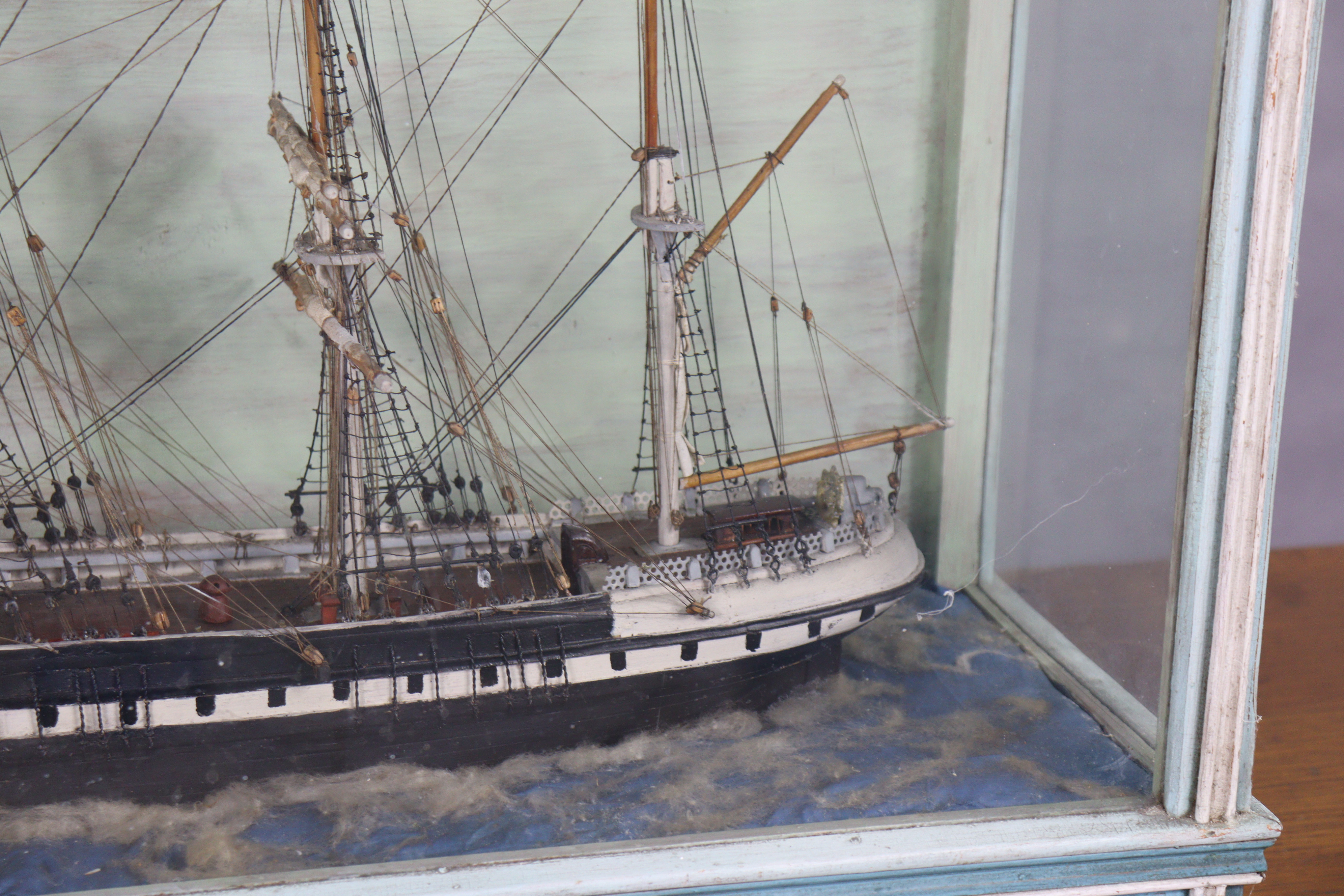 A late 19th/early 20th century DISPLAY OF A PAINTED WOODEN BRITISH SAILING VESSEL BUILT BY JOSEPH - Image 5 of 10