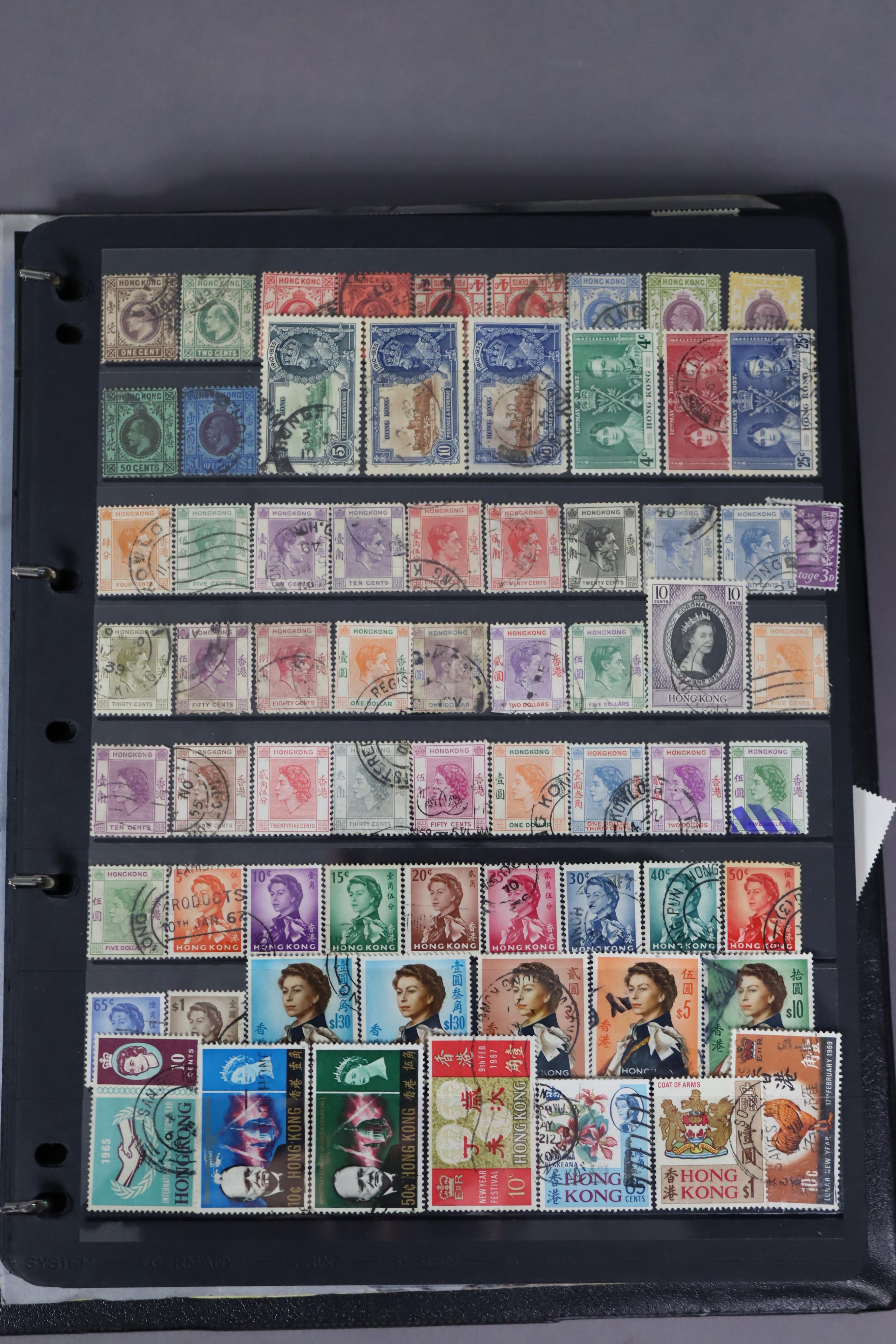 A collection of commonwealth & world stamps on stock leaves, in three ring-binder albums. - Image 3 of 4