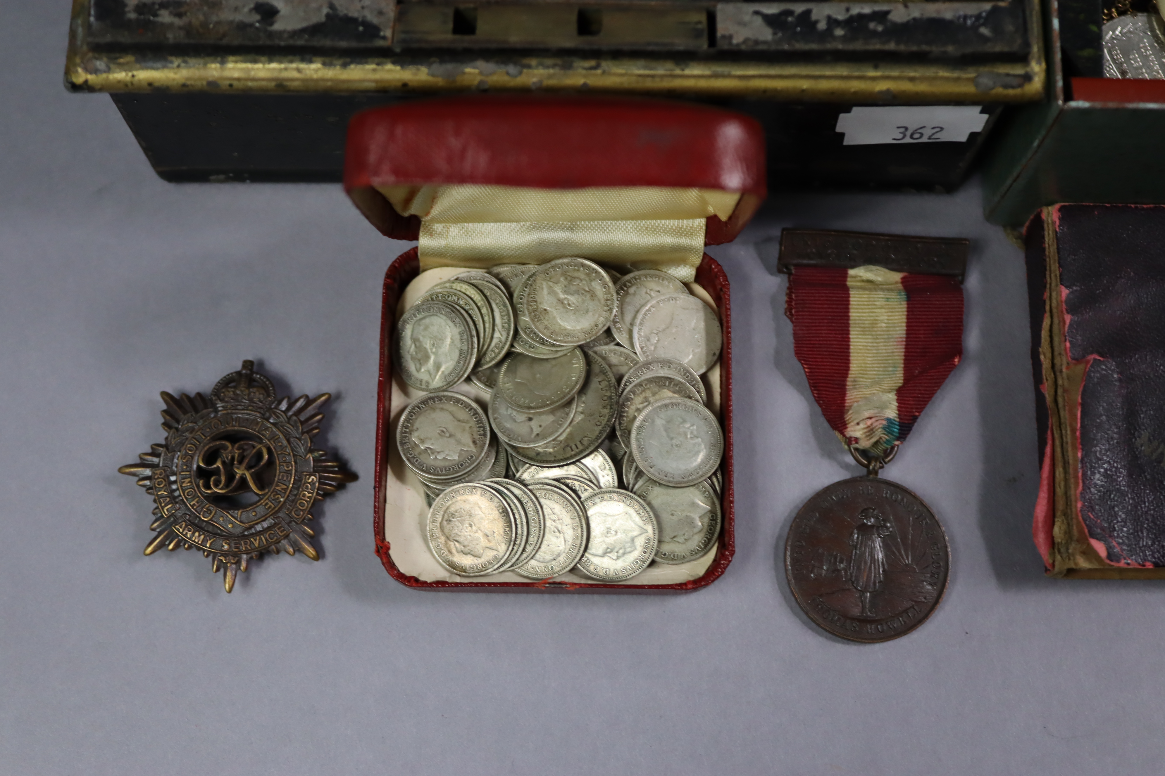 Ten Victorian silver three-pence coins, an Edwardian ditto, thirty-two Geo. V ditto, five Geo. VI - Image 6 of 7