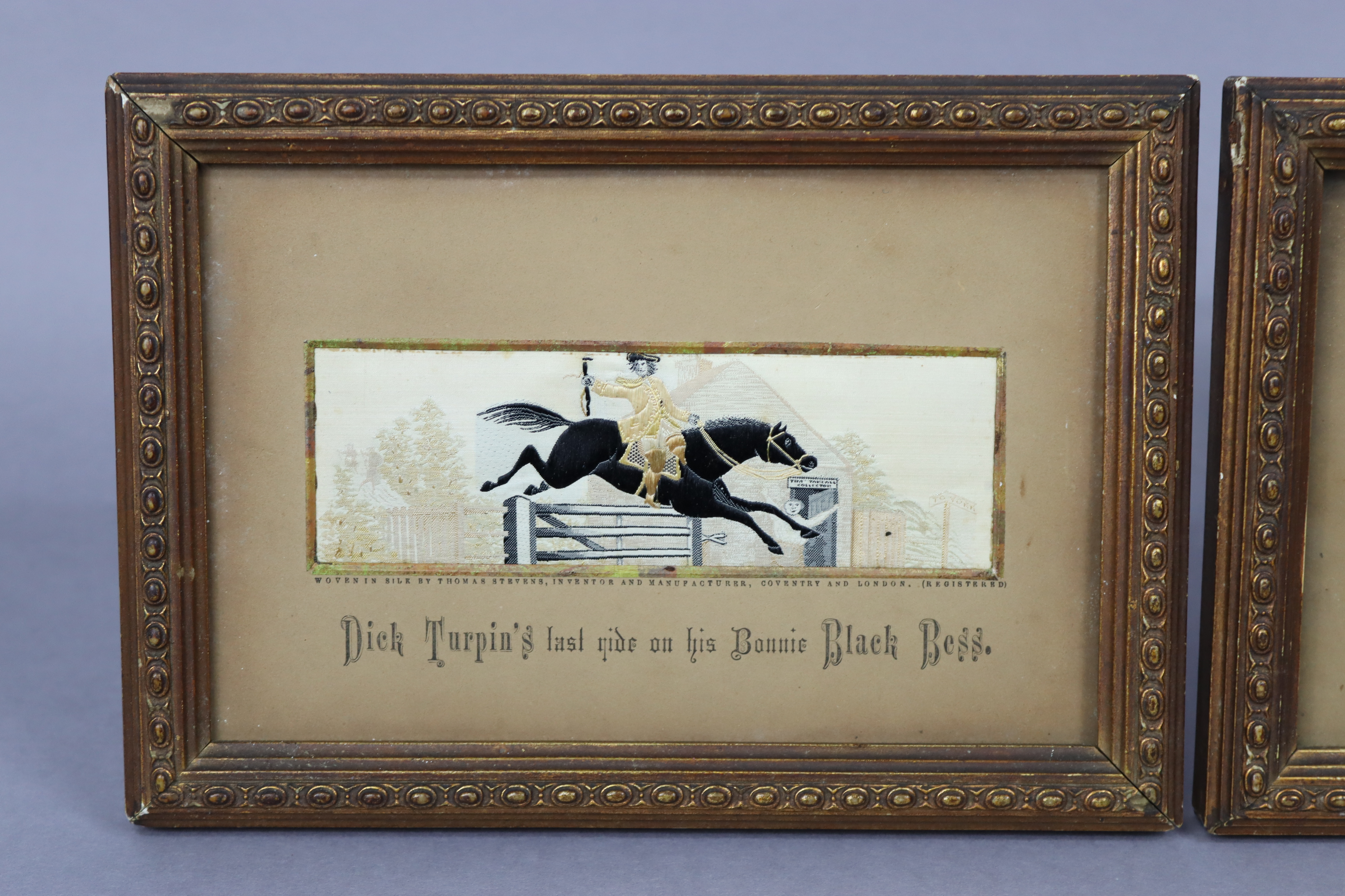 Two Stevengraph woven-silk equestrian pictures titled “Dick Turpin’s last ride on his Bonnie Black - Image 3 of 5