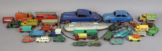 Twenty-nine various die-cast scale model vehicles by Dinky, Corgi, and others, and three various toy