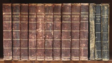 PUNCH MAGAZINE, 10 vols, 1870-1879, published at The Office, 85, Fleet Street, red cloth hardback