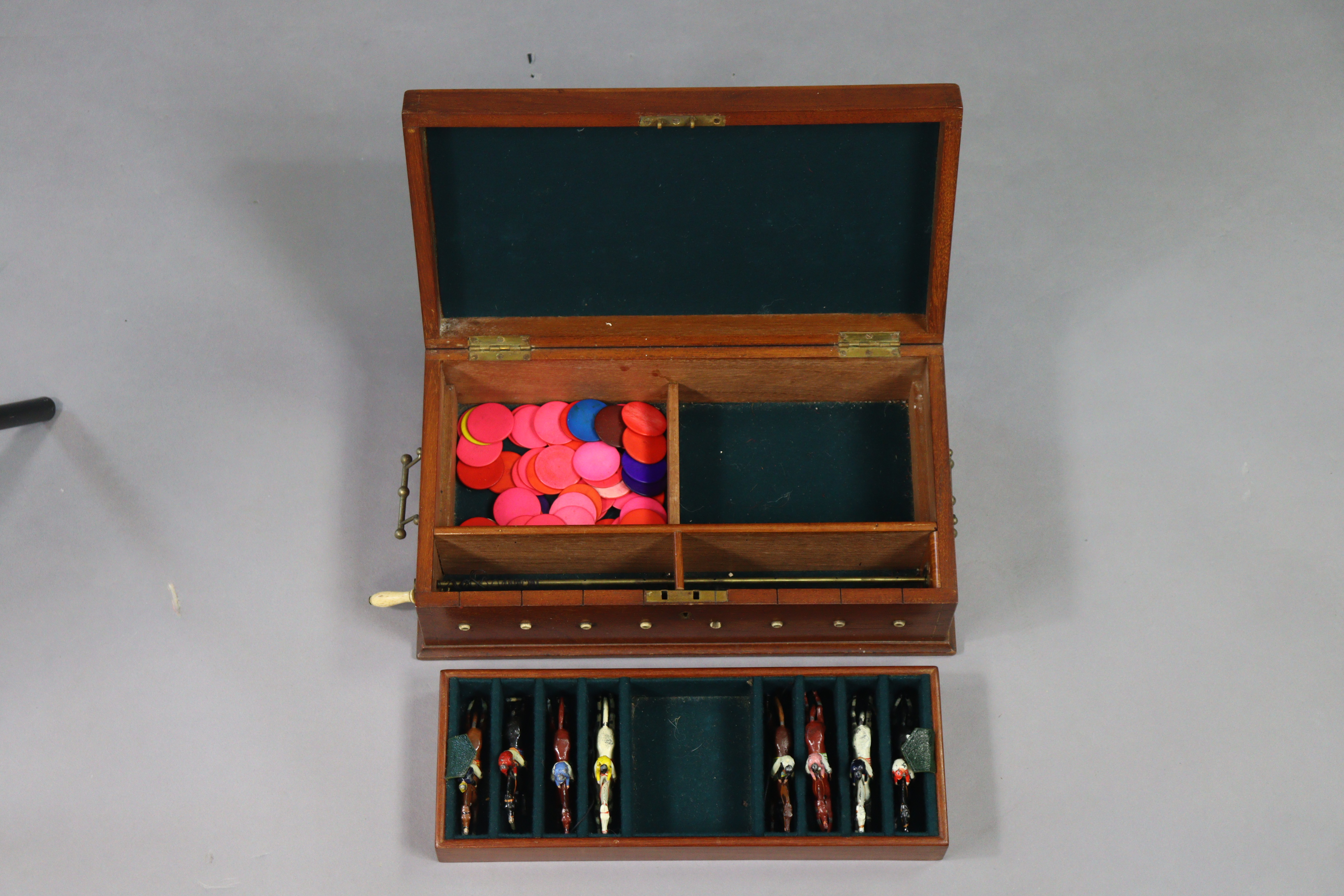 An antique “Ascot” The New Racing Game by Jaques & Son of London, in a fitted mahogany case, 34cm - Image 3 of 7