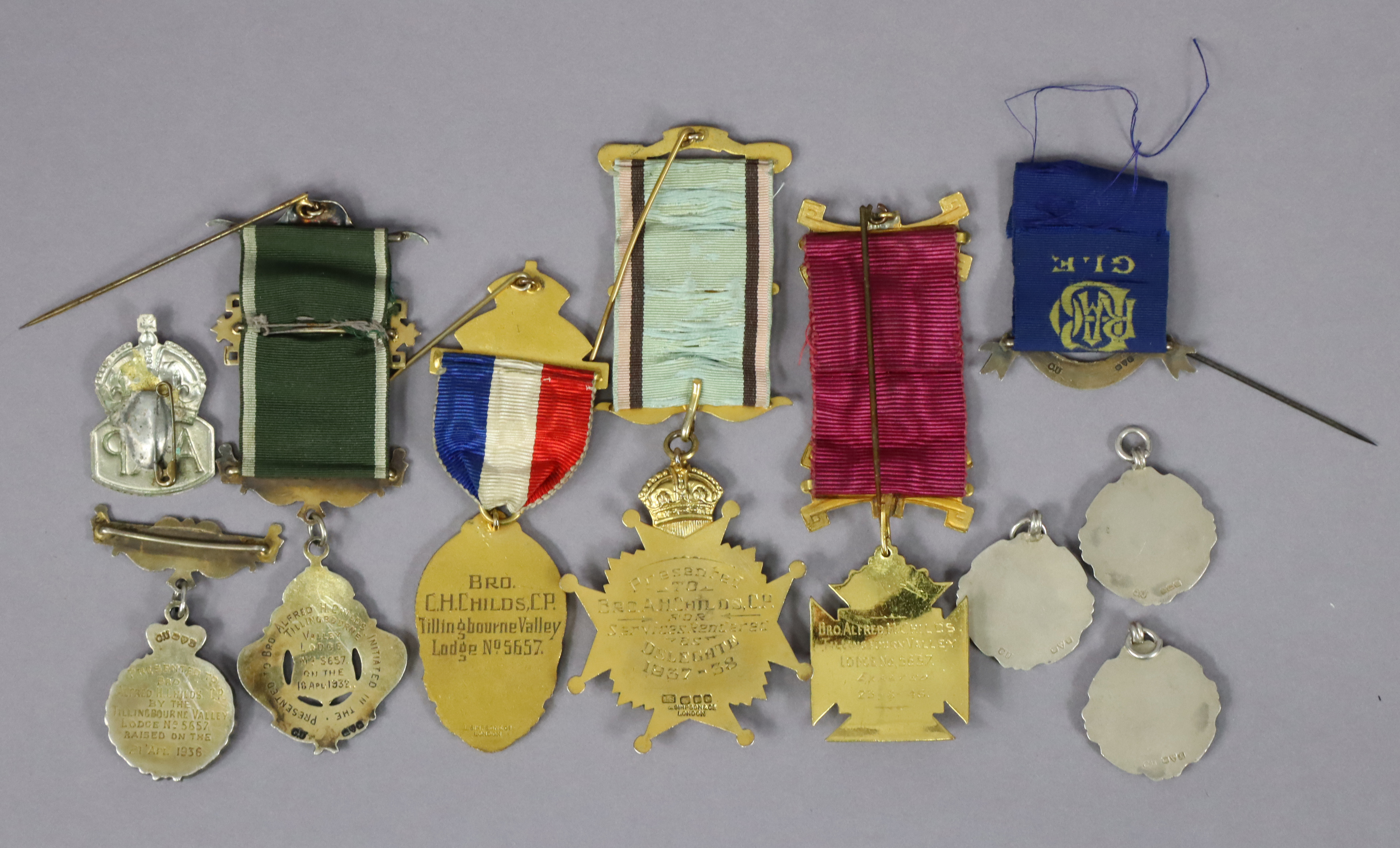 Four Masonic regalia medals; four silver enamelled medals, etc. - Image 2 of 2