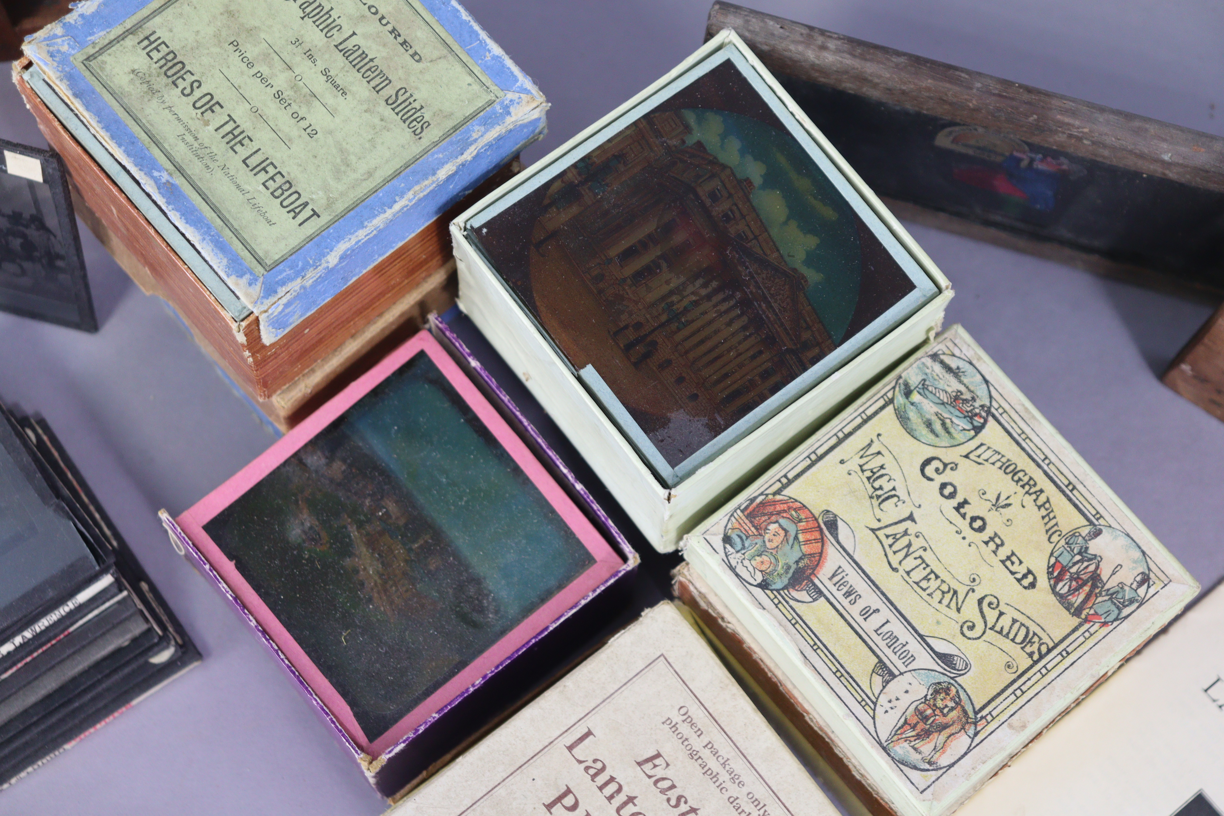 Various vintage assorted magic lantern sides, and associated items. - Image 4 of 5