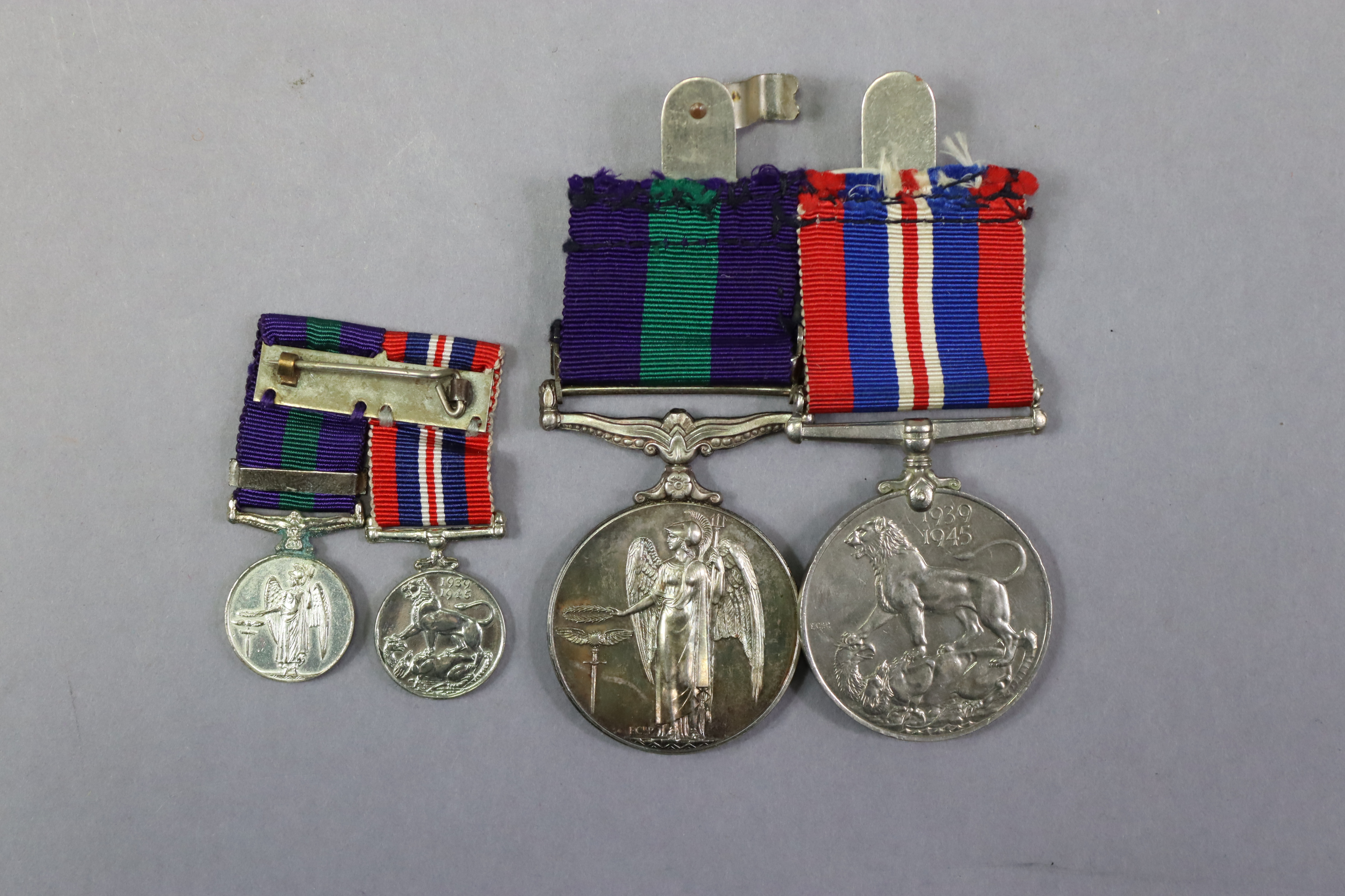 A pair of service medals awarded to Flt Lt. T.J. Bradbury RAF; 1939-45 Ward Medal, & General Service - Image 2 of 2
