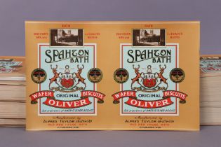 Two 1930’s packs of Alfred Taylor’s of Bath “Oliver original wafer biscuits” labels.
