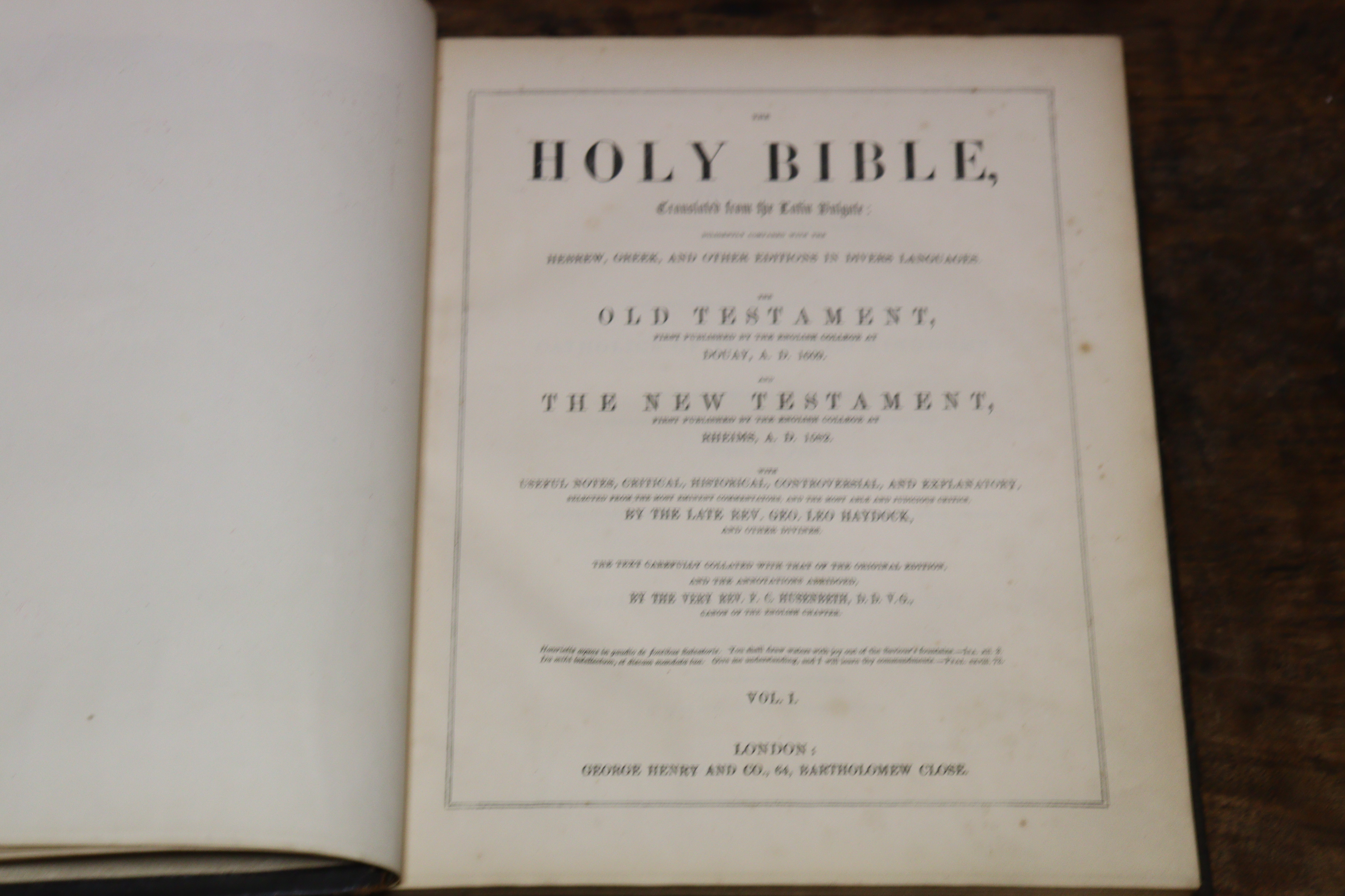 Two mid-19th century volumes “The Holy Bible, translated from the Latin Dulgate” by the late Rev - Image 4 of 8