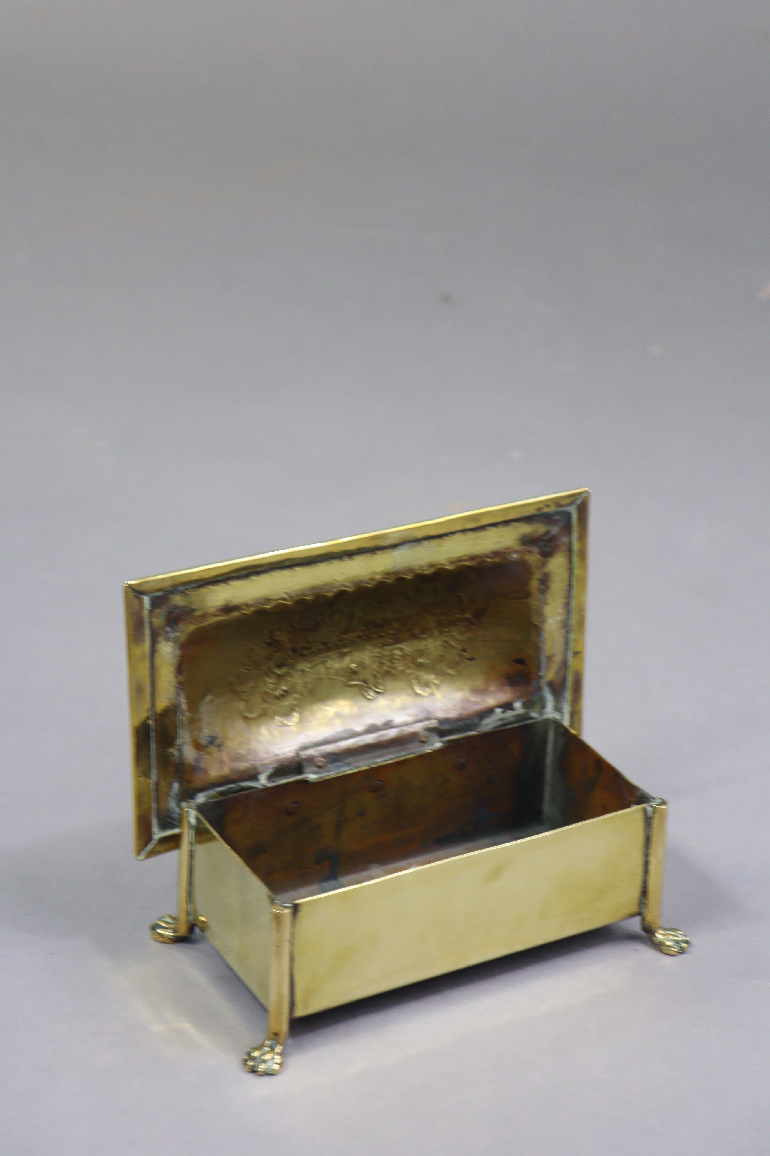 An arts & crafts-style brass rectangular trinket box with an engraved boars-head to the hinged - Image 3 of 3